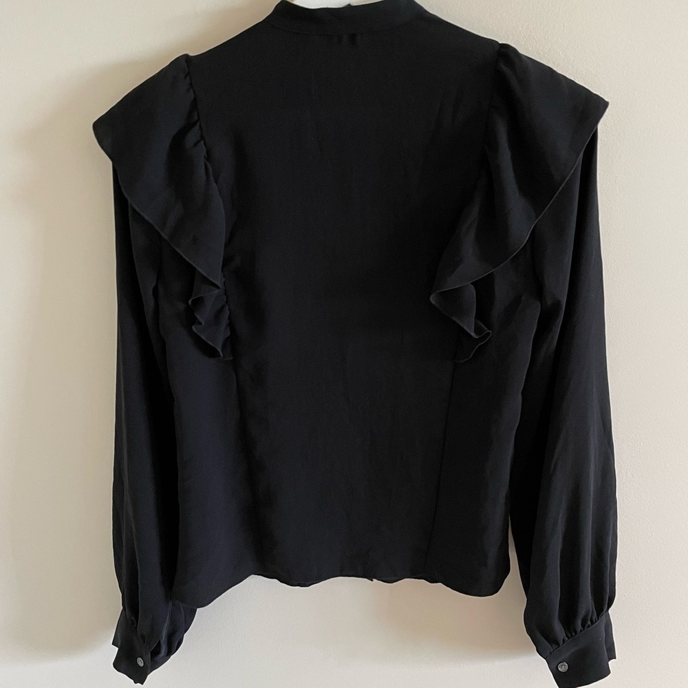 Aritzia Wilfred Black Silk and Polyester Ruffled Blouse Size XXS - Picture 4 of 9
